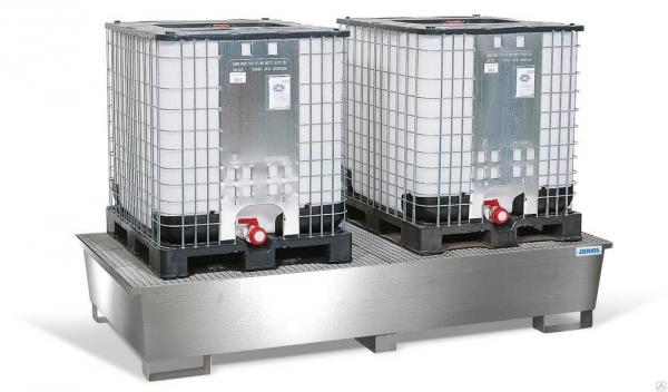 Сточный поддон 1100 л из нержавеющей стали под 2 еврокуба